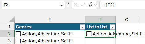 Returning an array to a single cell in a Microsoft Excel formula Returning an array to a single cell in a Microsoft Excel formula