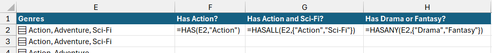The HAS, HASALL and HASANY functions in Microsoft Excel The HAS, HASALL and HASANY functions in Microsoft Excel