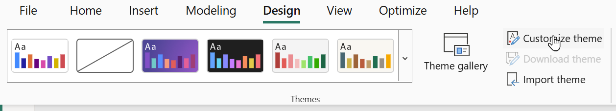 Showing theme designer