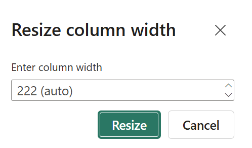 Setting the column width