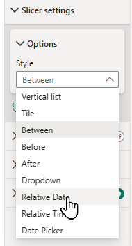 Relative date option for slicer Relative date option for slicer