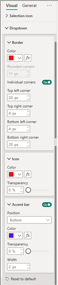 Formatting options for a slicer dropdown Formatting options for a slicer dropdown