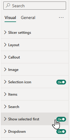 Selected items first option Selected items first option
