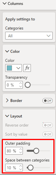 Formatting options for outer padding