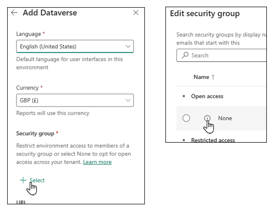 Security setting to None Security setting to None
