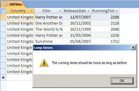 Access VBA Macros exercise - Messages and variables (image 1)