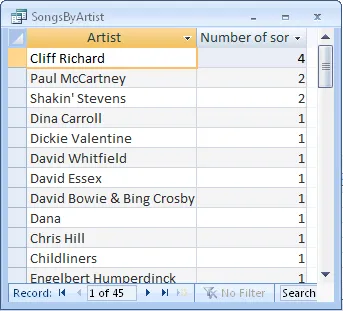 Access 2010 exercise - Advanced queries (image 1)