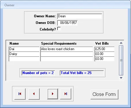 Access 2010 exercise - Creating subforms (image 1)