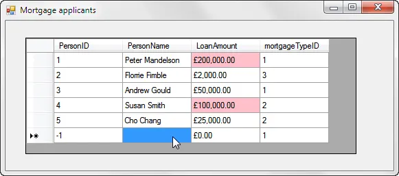 Visual Basic 2010 exercise - Reacting to DataGridView events (image 2)