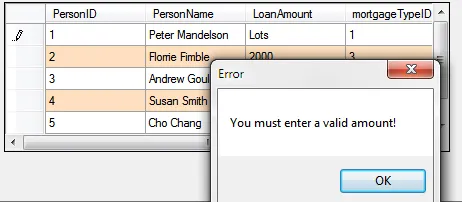 Visual Basic 2010 exercise - Reacting to DataGridView events (image 2)