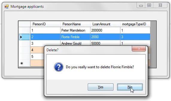 Visual Basic 2010 exercise - Reacting to DataGridView events (image 1)