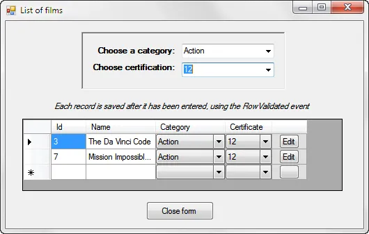 Visual Basic 2010 exercise - Advanced DataGridViews (image 1)