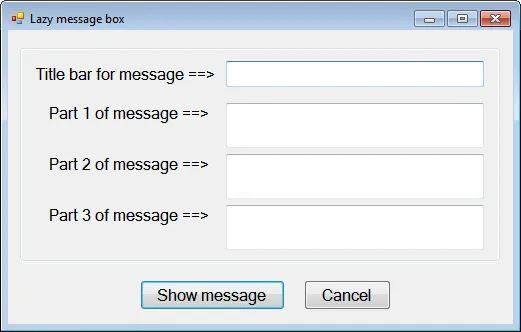 Lazy message box program