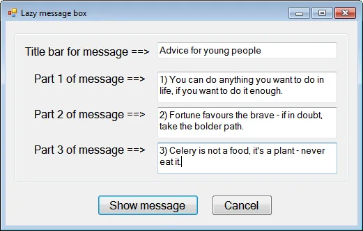 Filling in message parts