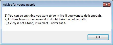 The resulting message box