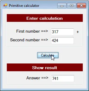 Message box displaying sum