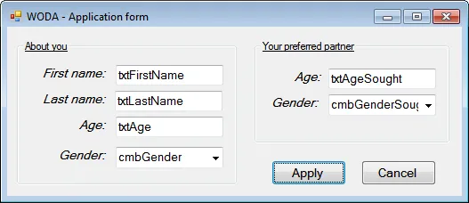 Full application form