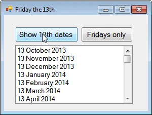List of 13th dates