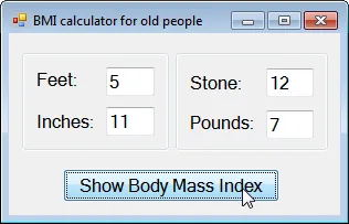 Form with BMI button