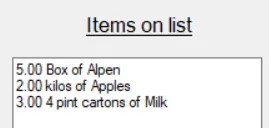 Shopping list