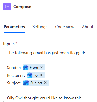 Compose listing email details Compose listing email details
