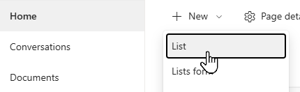 Adding a new list