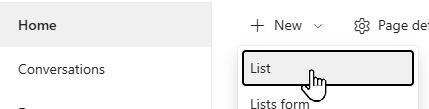 Creating a new SharePoint list