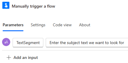 Single input for flow
