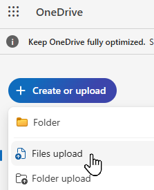Uploading file in OneDrive