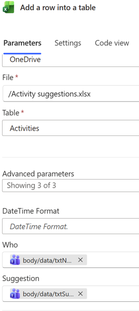 Adding a row to Excel