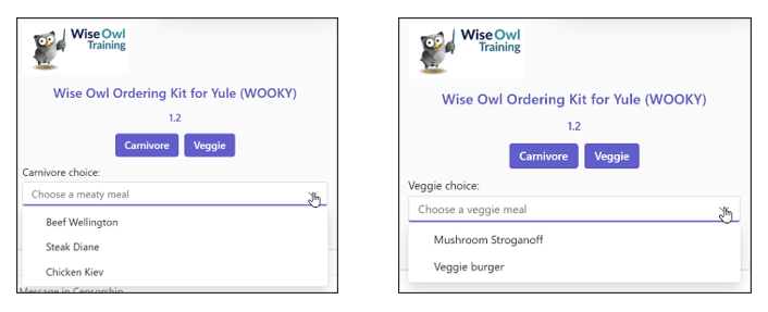 Options for carnivores and veggies