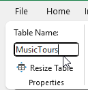 Renaming a table in Microsoft Excel Renaming a table in Microsoft Excel