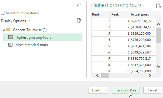 Importing a worksheet from an Excel file in Power Query. Importing a worksheet from an Excel file in Power Query.