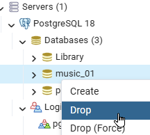 Dropping music database