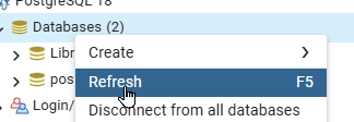Refresh option for databases