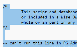 The start of the text selected