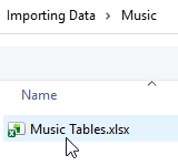 Choosing an Excel file to import data from.