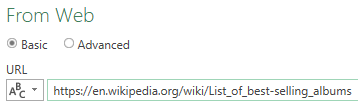 Entering a URL to import data from the web in Power Query