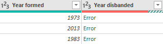 A column containing errors in Power Query for Excel