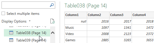 Imoprting a table from a PDF document in Power Query