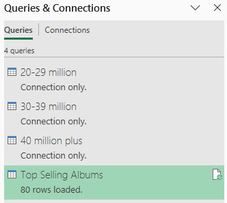 A set of queries in Power Query for Excel