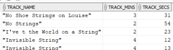 Tracks containing text string
