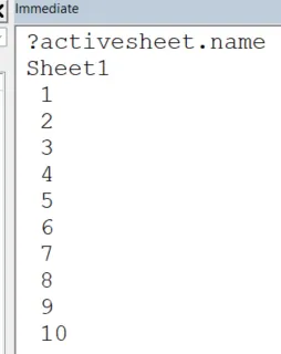 Output from program
