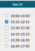 Booking one-hour slots