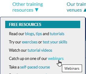 Webinars area of website Webinars area of website