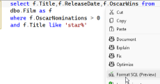 Formatting menu option Formatting menu option