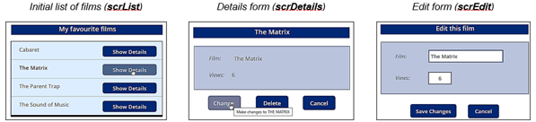 A basic Power Apps three-form app