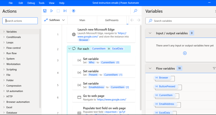 A Power Automate desktop flow