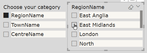 Now the items in the list will mach the selected field