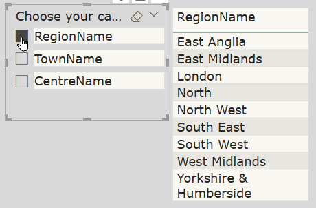 Using a Field Parameter with a table visual